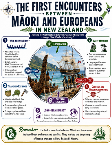 The First Encounters Between Maori and Europeans in New Zealand I Infographic