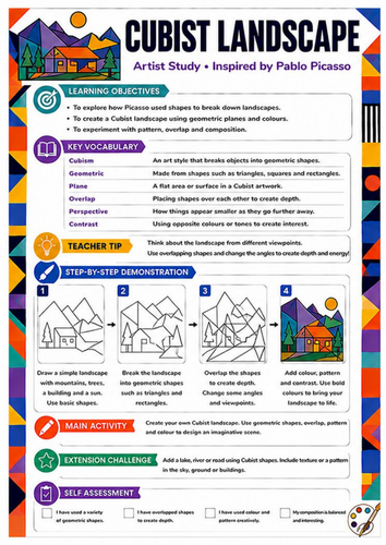 Pablo Picasso Cubist Landscape Worksheet | KS3 Art