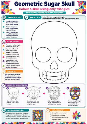 Geometric Sugar Skull – Lourdes Villagómez KS3 Art Worksheet