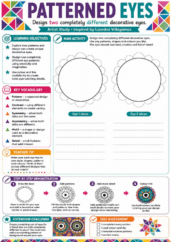 Patterned Eyes – Lourdes Villagómez Sugar Skull Art Worksheet
