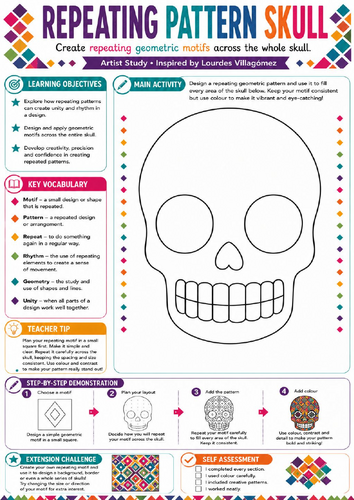 Repeating Pattern Sugar Skull – KS3 Pattern & Design Worksheet
