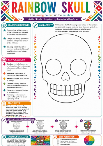 Rainbow Sugar Skull – KS3 Colour Theory Art Worksheet