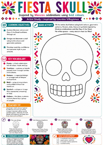Fiesta Sugar Skull – Mexican Celebration KS3 Art Worksheet