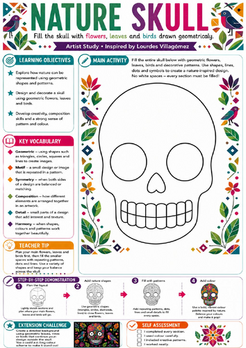 Nature Sugar Skull – Lourdes Villagómez KS3 Art Worksheet