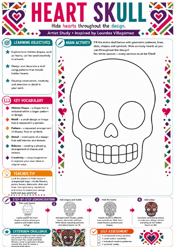 Heart Sugar Skull – Pattern & Symbolism KS3 Art Worksheet