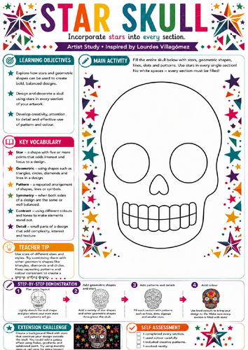 Star Sugar Skull – Geometric Pattern KS3 Art Worksheet