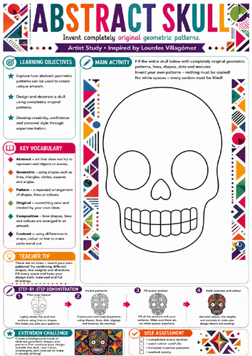 Abstract Sugar Skull – Lourdes Villagómez KS3 Art Worksheet