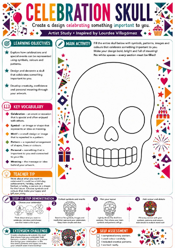 Celebration Sugar Skull – Personalised KS3 Art Worksheet