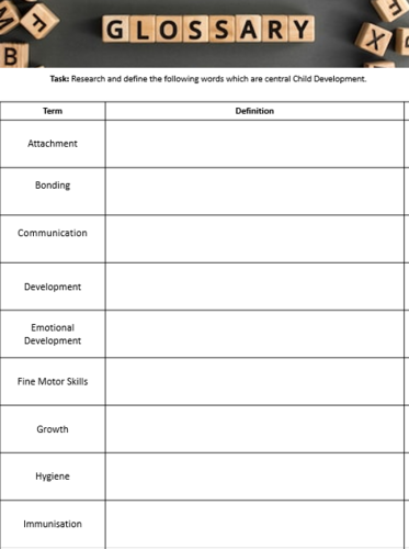 Child development introduction booklet. Term 1. Year 9. OCR