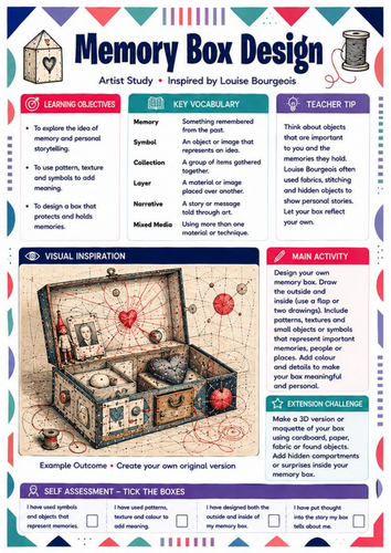 Louise Bourgeois Memory Box Design Worksheet | Personal Response KS3 Art