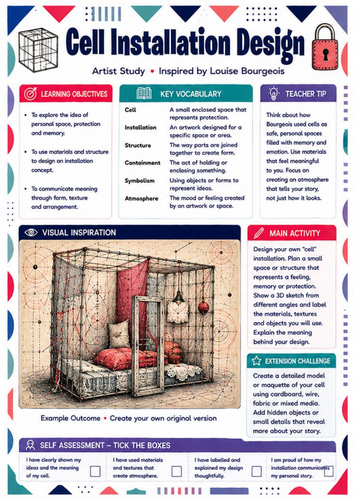 Louise Bourgeois Cell Installation Design Worksheet | KS3 Sculpture Art