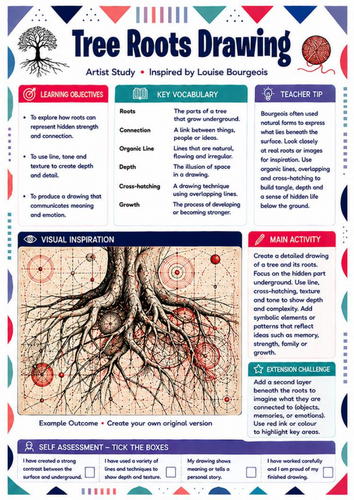 Louise Bourgeois Tree Roots Drawing Worksheet | KS3 Art & Symbolism