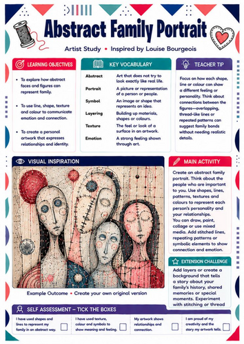 Louise Bourgeois Abstract Family Portrait Worksheet | KS3 Identity Art