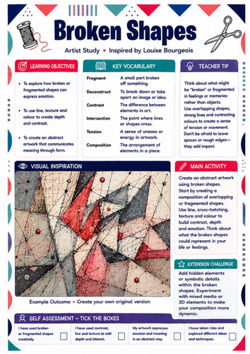 Louise Bourgeois Broken Shapes Worksheet | Abstract Art KS3