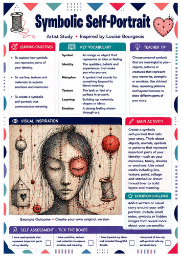 Louise Bourgeois Symbolic Self-Portrait Worksheet | Identity KS3 Art