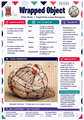 Louise Bourgeois Wrapped Object Worksheet | Mixed Media KS3 Art