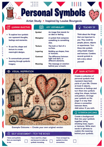 Louise Bourgeois Personal Symbols Worksheet | Identity & Symbolism KS3 Art