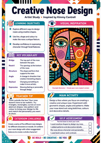 Kimmy Cantrell Creative Nose Design | KS3 Expressive Portrait Art Worksheet