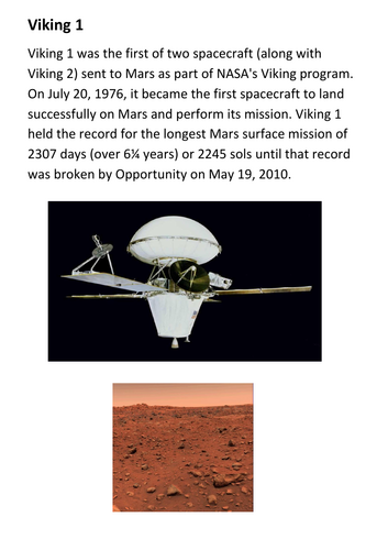 Viking 1 - Mars Handout