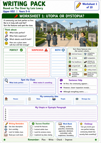 The Giver – Adapted & SEN-Friendly Writing Lessons