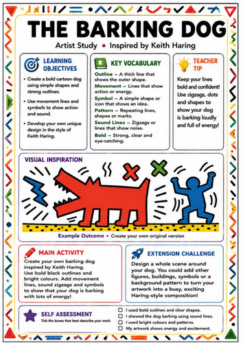 Keith Haring Inspired Barking Dog – KS3 Pop Art Worksheet