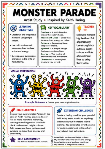 Keith Haring Inspired Monster Parade – Creative Character Design Worksheet