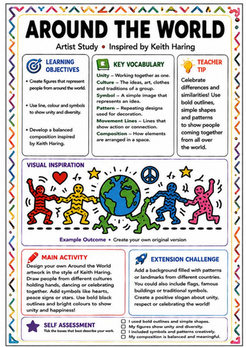 Keith Haring Inspired Around the World – Unity & Diversity Art Worksheet