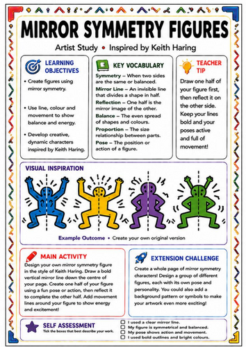 Keith Haring Inspired Mirror Symmetry Figures – Symmetry Art Worksheet