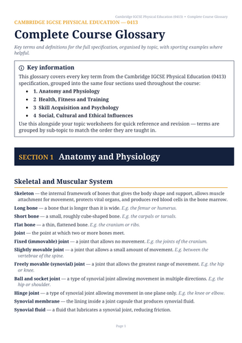 Complete Course Glossary & Key Terms Revision Guide