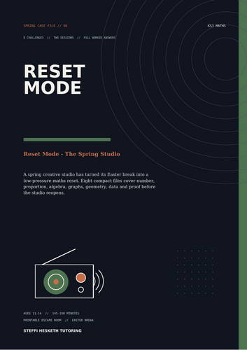 Reset Mode: Easter Break KS3 Maths Escape Room