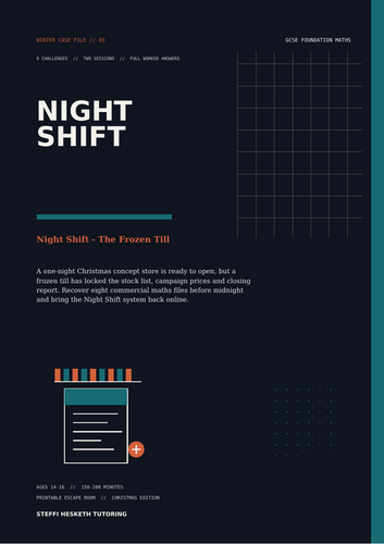 GCSE Foundation Maths Christmas Escape Room – Night Shift | Revision Pack