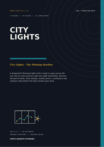 Year 7  Maths Christmas Escape Room – City Lights