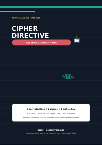 AQA Level 2 Further Maths Escape Room – Cipher Directive | Complete Revision Pack