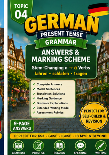 German Present Tense Stem-Changing a→ä Verbs | fahren, schlafen, tragen | 9-Page Grammar Workbook +