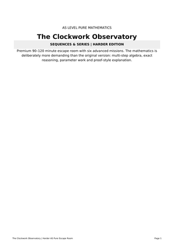 A Level Sequences & Series Escape Room | AS Pure Maths Revision | Clockwork Observatory
