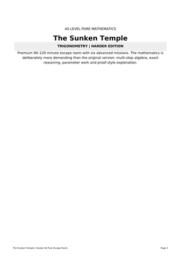 A Level Trigonometry Escape Room | AS Pure Maths Revision | The Sunken Temple