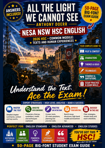 NESA NSW HSC English | All the Light We Cannot See | 50-Page Exam Guide + 19-Page Answers