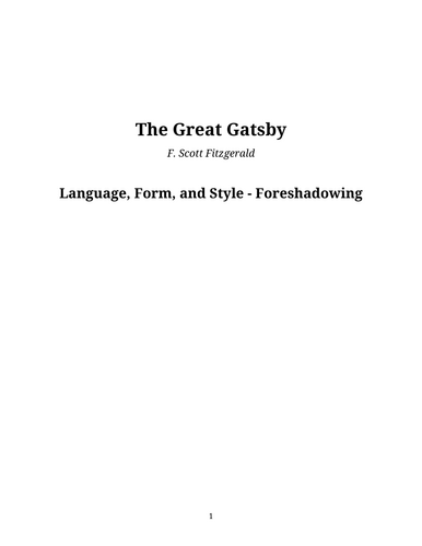 The Great Gatsby – F. Scott Fitzgerald – Foreshadowing