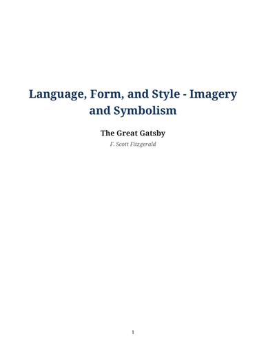 The Great Gatsby – F. Scott Fitzgerald – Imagery and Symbolism