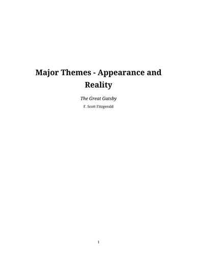 The Great Gatsby – F. Scott Fitzgerald – Appearance and Reality