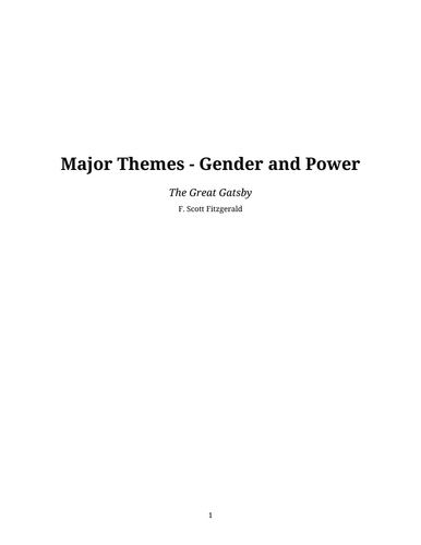 The Great Gatsby – F. Scott Fitzgerald – Gender and Power