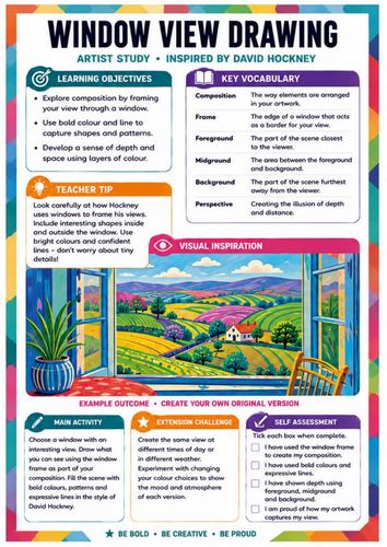 David Hockney Window View Drawing Worksheet | KS3 Perspective & Composition