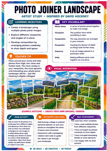 David Hockney Photo Joiner Landscape Worksheet | KS3 Photography & Landscape Collage