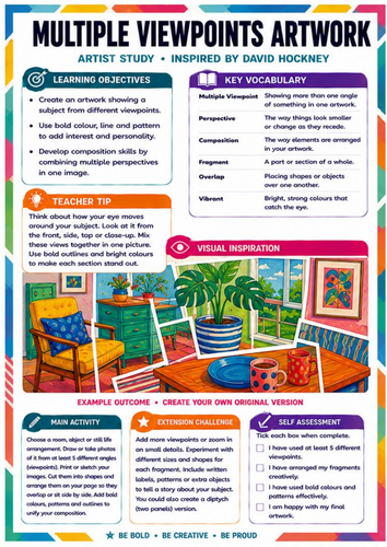 David Hockney Multiple Viewpoints Worksheet | KS3 Perspective & Composition Art