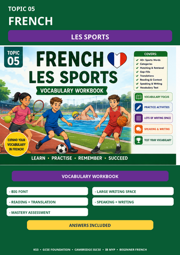 NESA HSC French Continuers | Ma famille – Family Relationships | Vocabulary Workbook + Answ