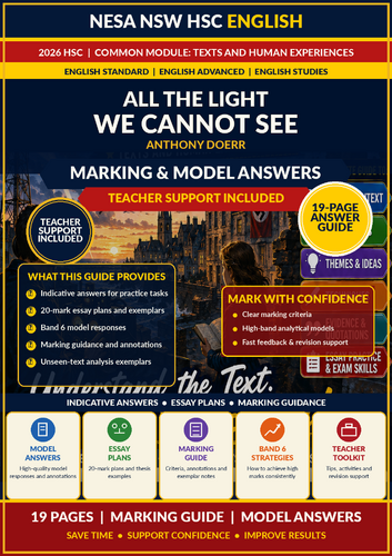 ESA NSW HSC English 2026 | All the Light We Cannot See | 69-Page Revision Bundle + Answers