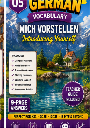 3. German Topic 05 Bundle | Sein & Haben + Mich vorstellen | 36 Pages | Grammar & Vocabulary + Answe