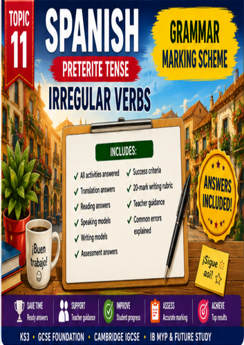 Spanish Irregular Preterite Verbs | KS3 GCSE IGCSE IB MYP Grammar Workbook + Answers