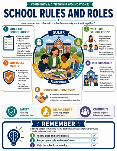 School Rules and Roles I Global Society I Infographic