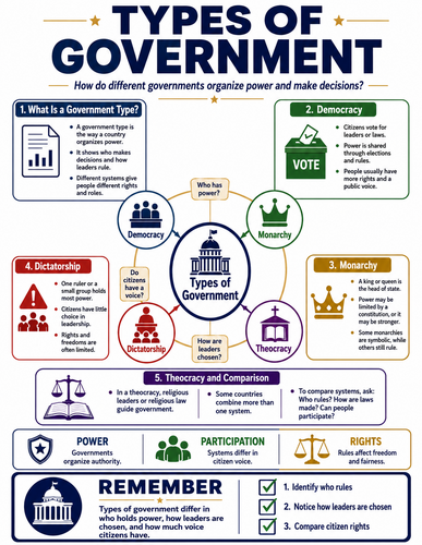 Types of Government I Global Society I Infographic